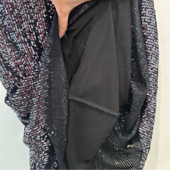 Free People Gold Rush Mini Dress Sequins Sparkle Night Black Dark Romantic Large - Picture 9 of 16